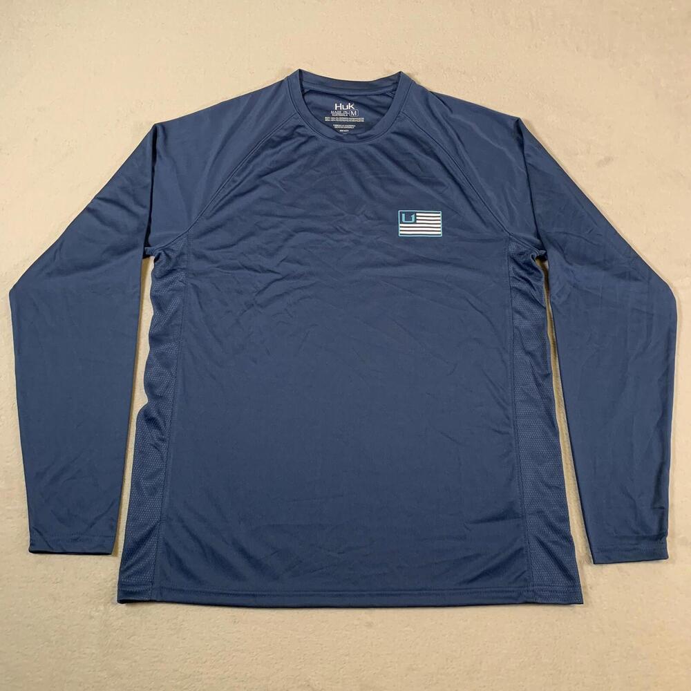Huk Fishing Shirt Mens Medium‎ Vented Persuit Performance Crew Stretch UPF 50+